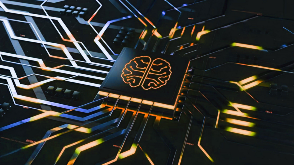 An image depicting a brain overlaid on a circuit board, illustrating the fusion of cognitive science and technological innovation.